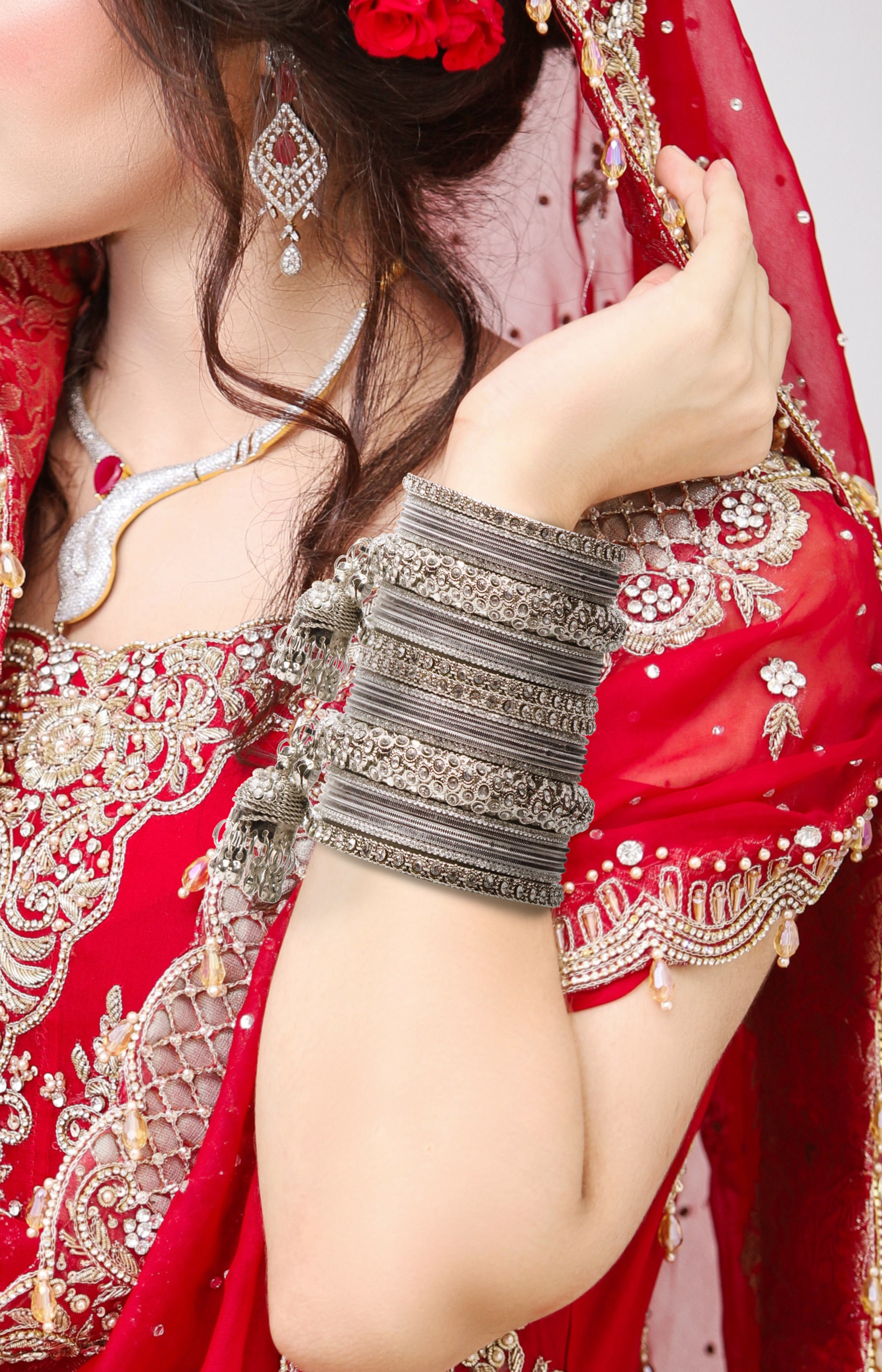Indian Ethnic Handmade Bangles in Silver Colour