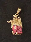 22Kt 916 Hallmark Solid Gold Radha Krishan Ji Pendent with Meenakari for Wear