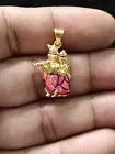 22Kt 916 Hallmark Solid Gold Radha Krishan Ji Pendent with Meenakari for Wear