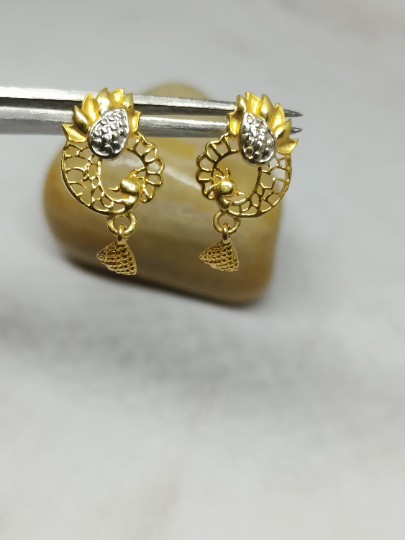 Magical 22kt Gold rhoium Handmade Stud Earrings - Unique Anniversary Gift