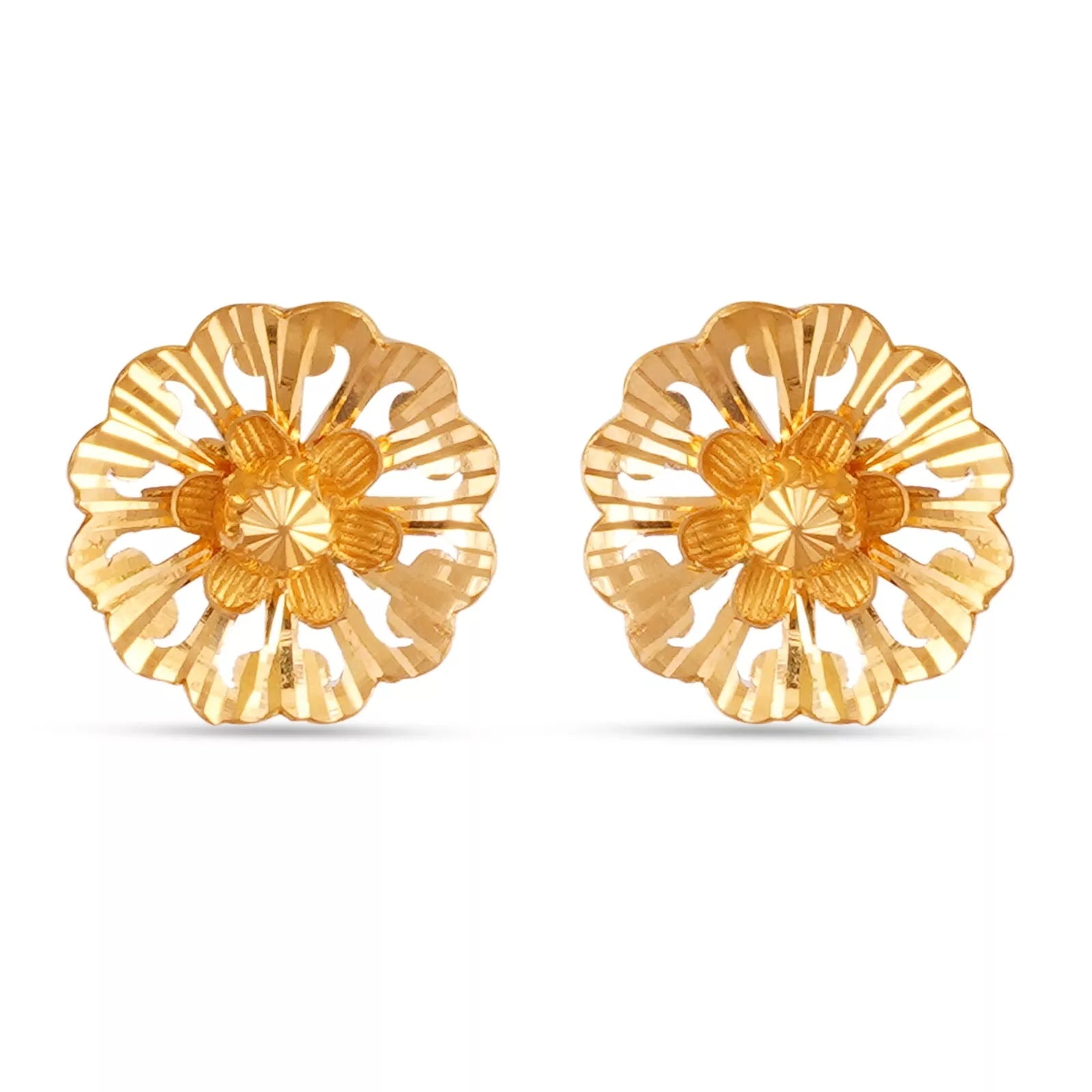 22k BIS hallmarked gold Women's Earrings | Indian ethnic handmade studs | Yellow