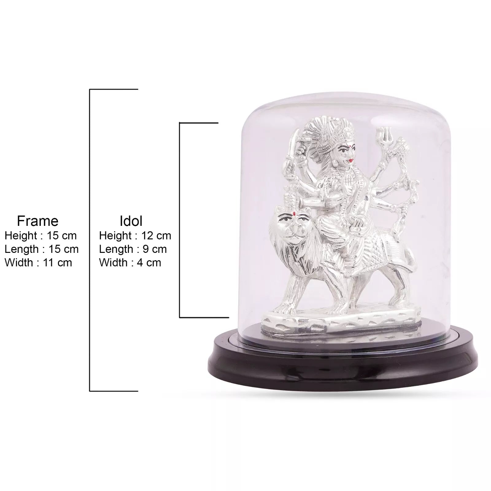999 pure silver Durga ji/Sherawali Mata Idol encased in vaccuum frame