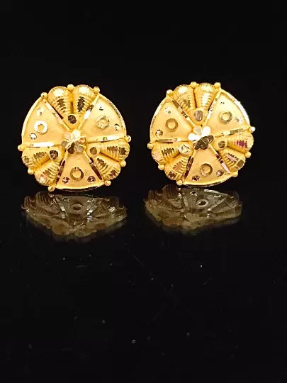 Gold Stud Earring Women's Earrings Handmade Stud Earrings 22kt Yellow Gold Stud