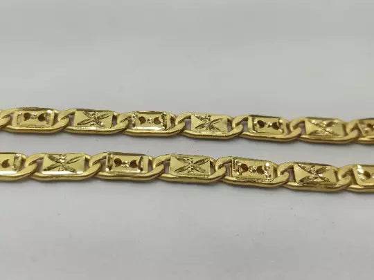 22 kt Solid Gold Hallmark 916 Handcrafted Chain Flat Design Plain Chain