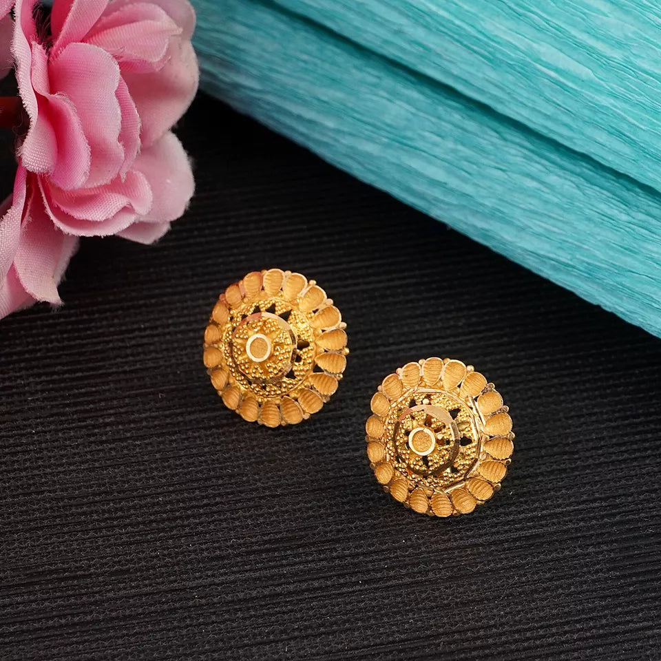 Gold Stud Earring Women's Earrings Handmade Stud Earrings 22kt Yellow Gold Stud
