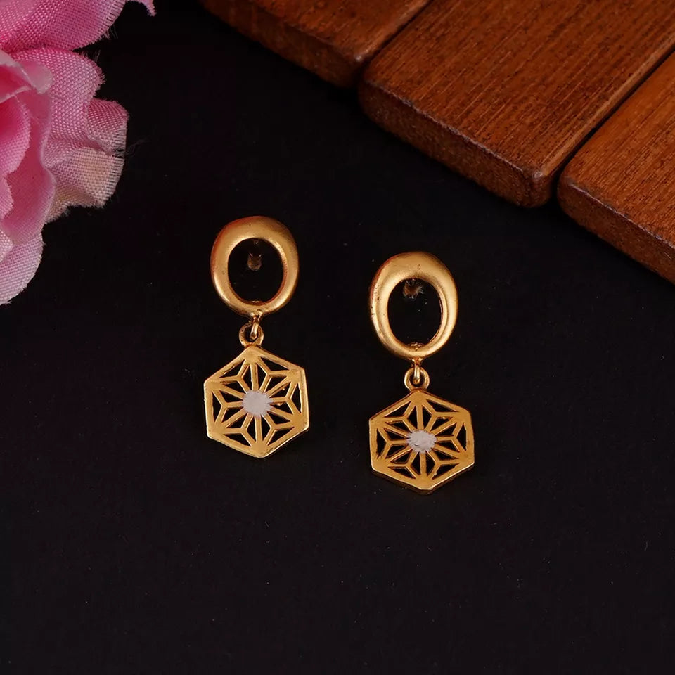 Gold Stud Earring Women's Earring Handmade Stud Earrings 22kt Yellow Gold Dangle