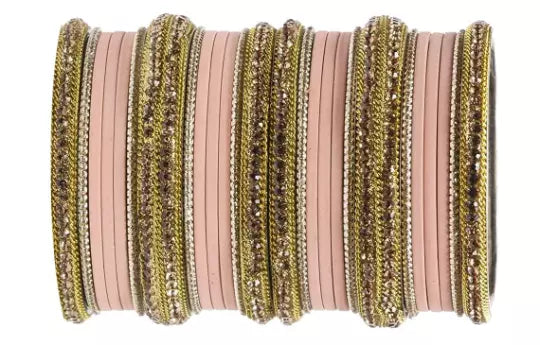 Bridal Kundan Bangles Set Plain Metal Charm Bracelet For Women Indian