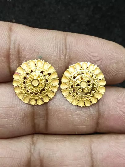 Gold Stud Earring Women's Earrings Handmade Stud Earrings 22kt Yellow Gold Stud