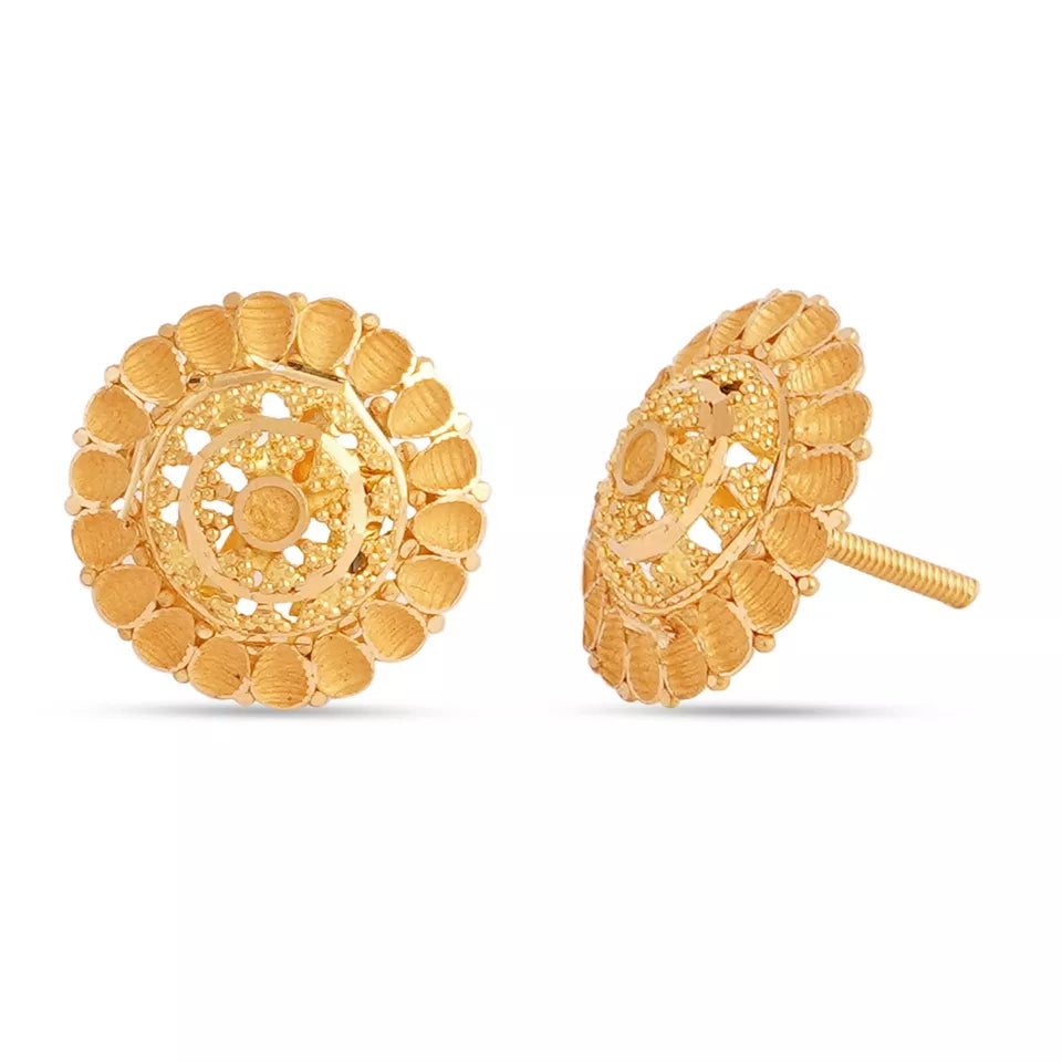 Gold Stud Earring Women's Earrings Handmade Stud Earrings 22kt Yellow Gold Stud