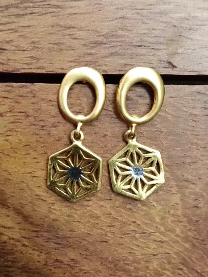 Gold Stud Earring Women's Earring Handmade Stud Earrings 22kt Yellow Gold Dangle