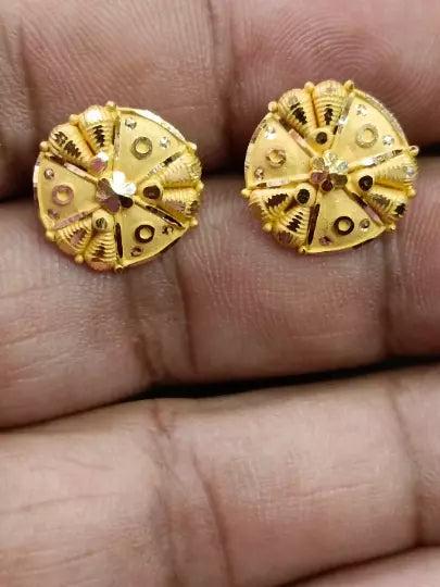 Gold Stud Earring Women's Earrings Handmade Stud Earrings 22kt Yellow Gold Stud