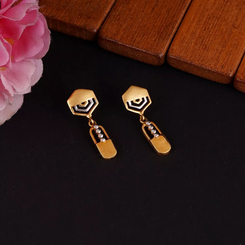 Gold Stud Earring Women's Earrings Handmade Stud Earring 22kt Yellow Gold Dangle