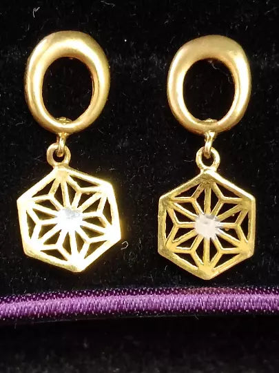 Gold Stud Earring Women's Earring Handmade Stud Earrings 22kt Yellow Gold Dangle