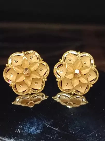 Gold Stud Earring Women's Earrings Handmade Stud Earrings 22kt Yellow Gold Stud