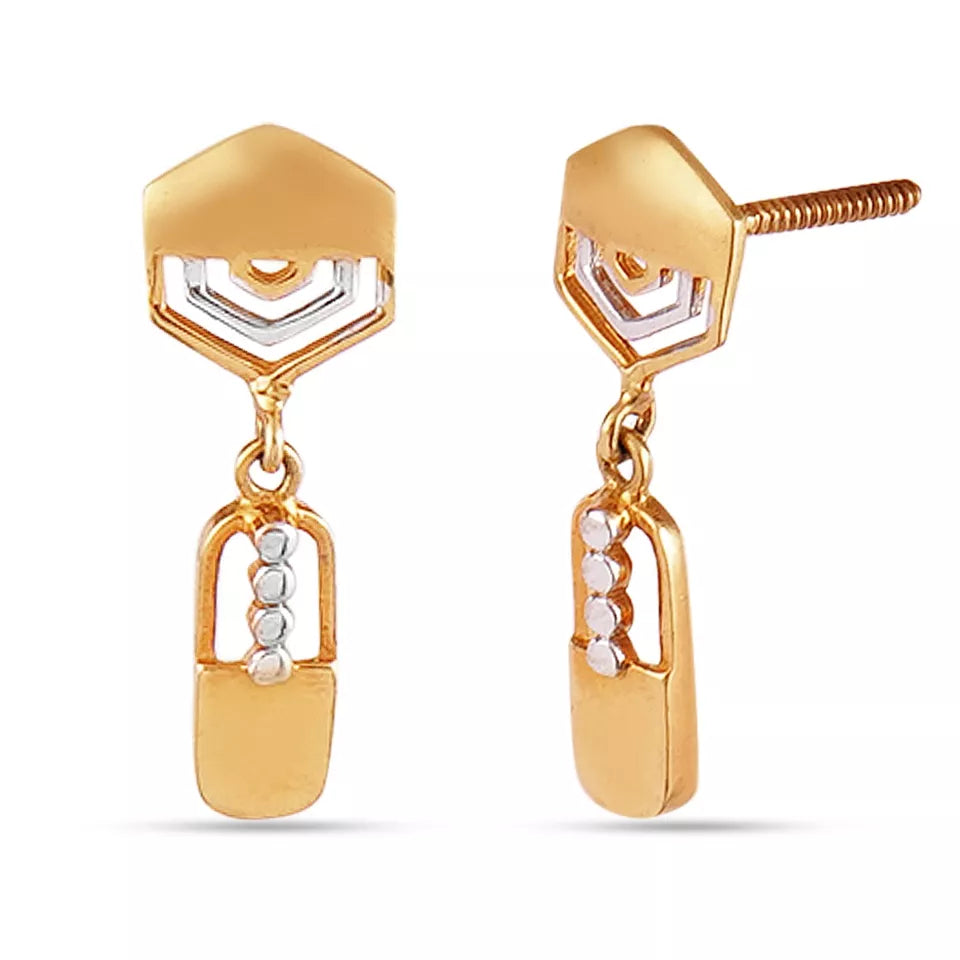 Gold Stud Earring Women's Earrings Handmade Stud Earring 22kt Yellow Gold Dangle
