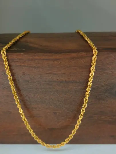 22 kt solid gold handcrafted hollow rope desgin chain for self or anniversary