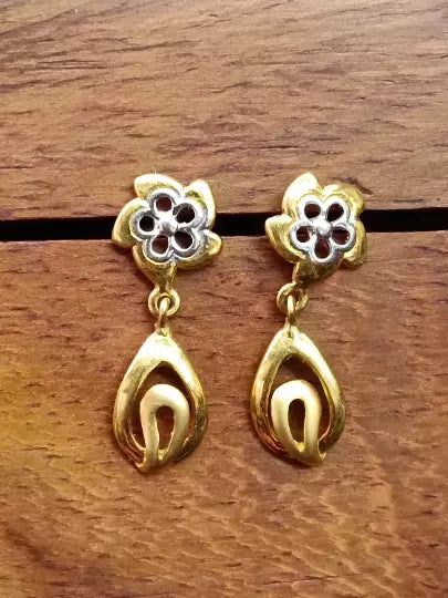 Gold Stud Earring Women's Earrings Handmade Stud Earrings 22k Yellow Gold Dangle