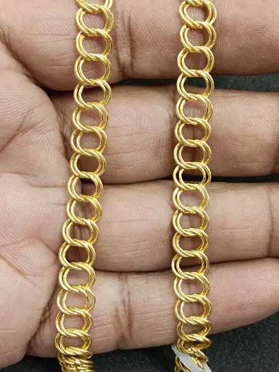 22 kt Solid Gold Hallmark 916 Handcrafted Chain Hollow double curb Chain