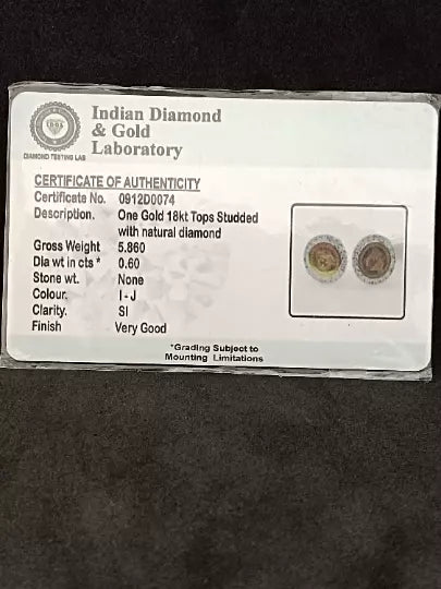 Natural Ceritified Diamond Women's Earrings Handmade Stud Earrings 18kt Yellow