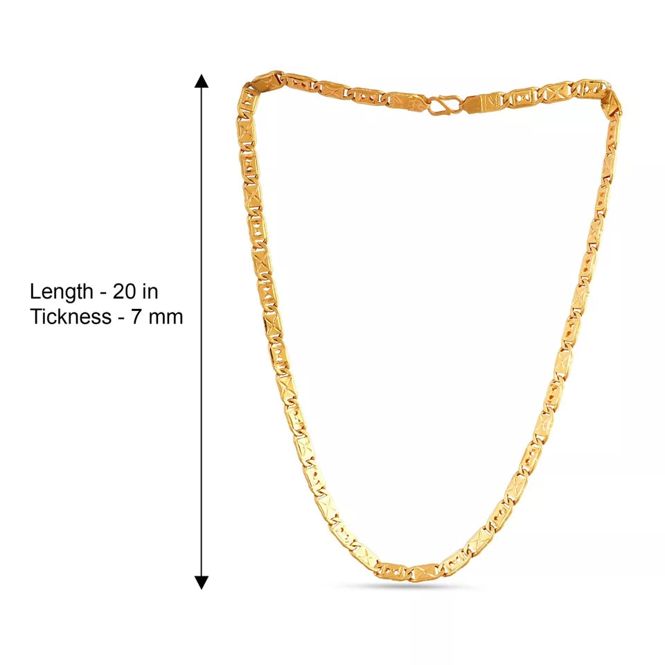 22 kt Solid Gold Hallmark 916 Handcrafted Chain Flat Design Plain Chain