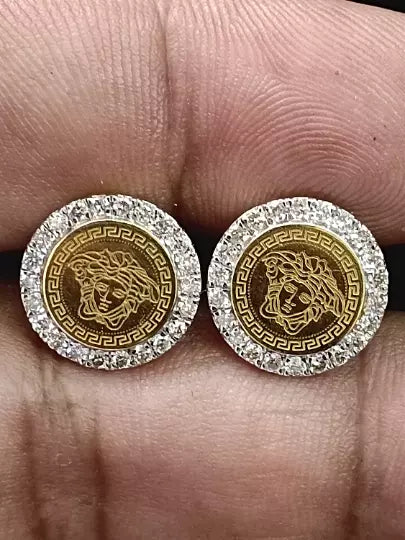 Natural Ceritified Diamond Women's Earrings Handmade Stud Earrings 18kt Yellow