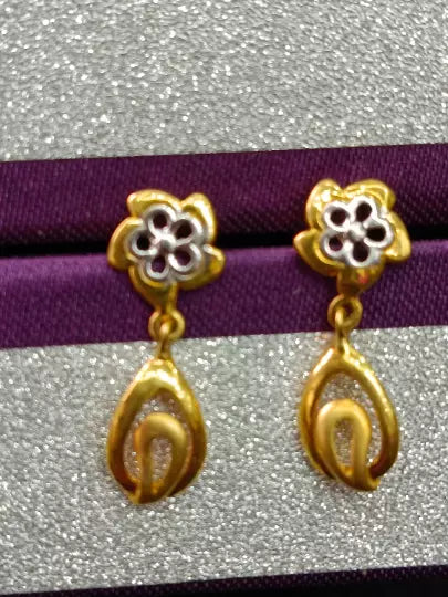 Gold Stud Earring Women's Earrings Handmade Stud Earrings 22k Yellow Gold Dangle