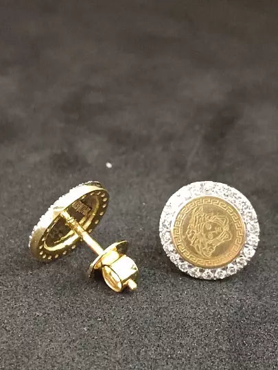 Natural Ceritified Diamond Women's Earrings Handmade Stud Earrings 18kt Yellow