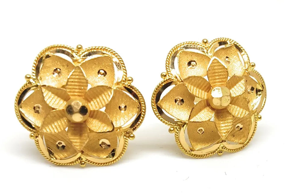 Gold Stud Earring Women's Earrings Handmade Stud Earrings 22kt Yellow Gold Stud
