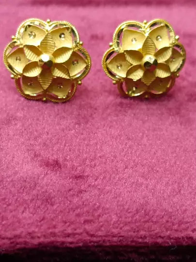 Gold Stud Earring Women's Earrings Handmade Stud Earrings 22kt Yellow Gold Stud