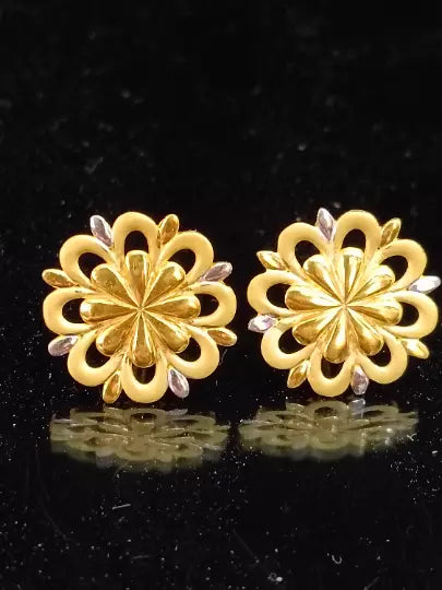Gold Stud Earring Women's Earrings Handmade Stud Earrings 22kt Yellow Gold Stud