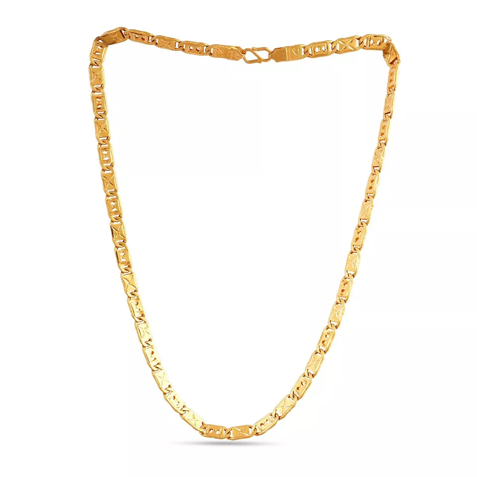22 kt Solid Gold Hallmark 916 Handcrafted Chain Flat Design Plain Chain