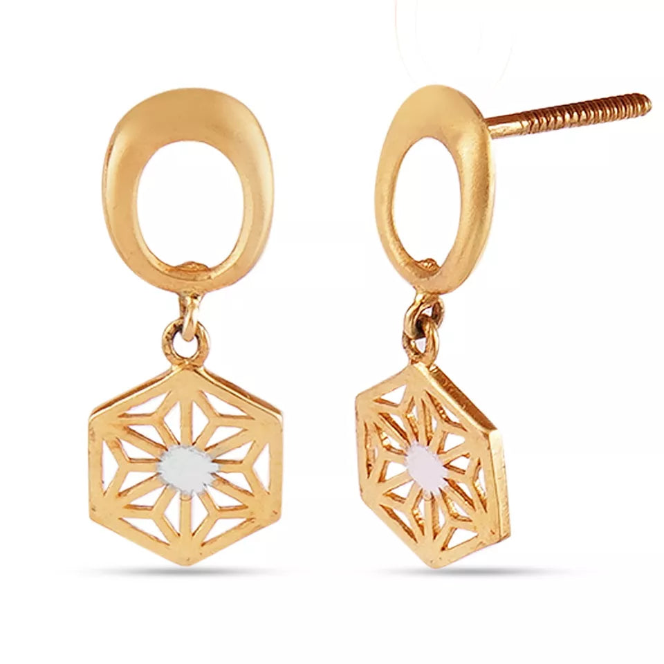 Gold Stud Earring Women's Earring Handmade Stud Earrings 22kt Yellow Gold Dangle