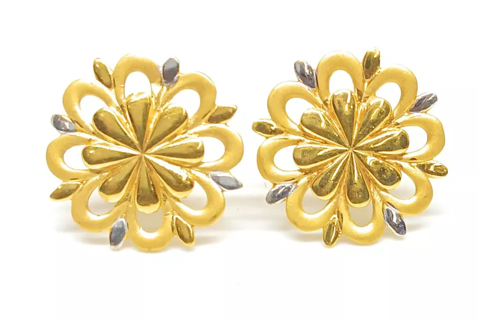 Gold Stud Earring Women's Earrings Handmade Stud Earrings 22kt Yellow Gold Stud